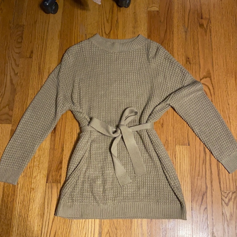 Mini knitted tan dress